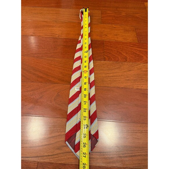 Giorgio Armani Silk Tie Slant Stripe Cravatte VTG | Red Yellow | 56"L 3.75"W - Picture 8 of 8